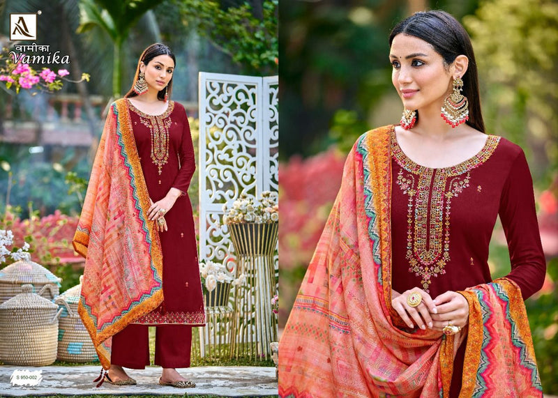 Alok Suits Vamika Jam Cotton Party Wear Salwar Suits With Fancy Embroidery