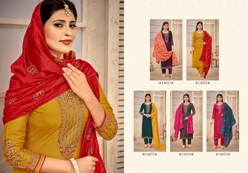 Panch Rantna Vartika Silk With Heavy Embroidery Work Stylish Designer Casual Wear Fancy Salwar Kameez