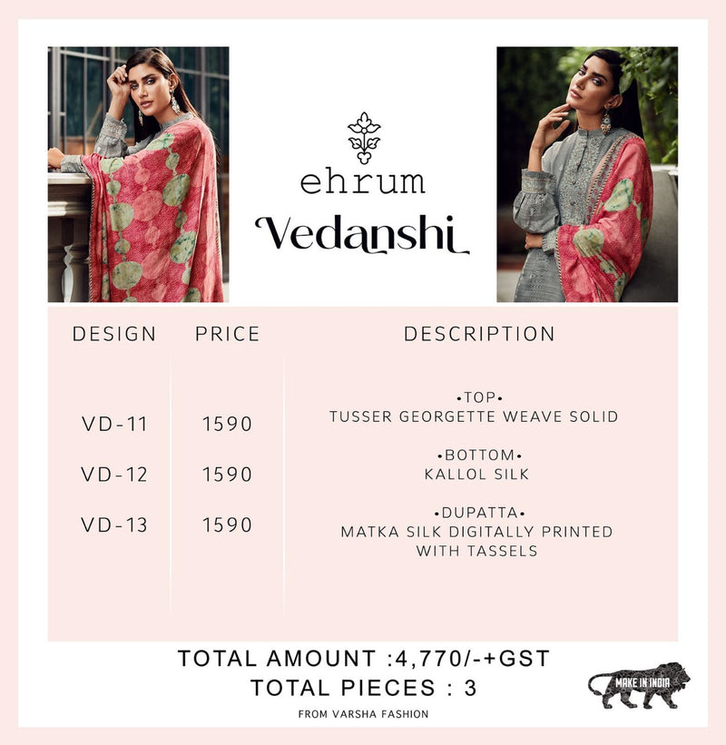 Varsha Vedanshi Georgette With Heavy Embroidery Work Stylish Designer Festive Wear Salwar Suit