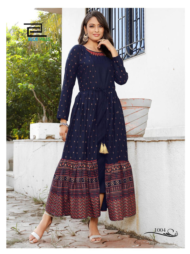 Vee Fab Ace With Handwork Atteched Jacket Style Kurtis In Rayon