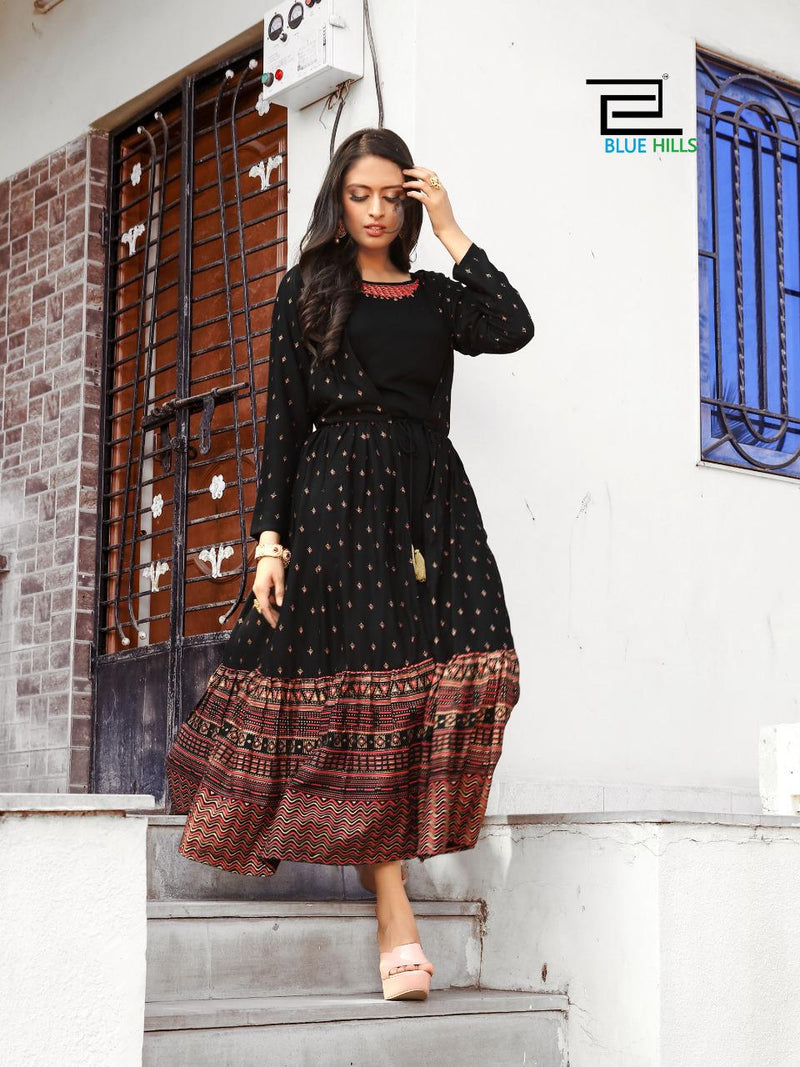 Vee Fab Ace With Handwork Atteched Jacket Style Kurtis In Rayon