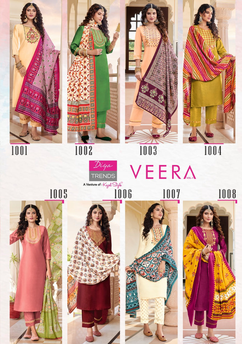 Diya Trends Veera Vol 1 Chanderi With Heavy Embroidery Work Stylish Designer Casual Look Kurti