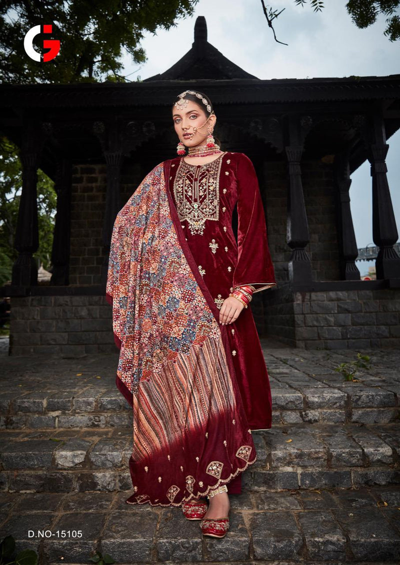 Gull Jee Queen Velvet With Heavy embroidery work Stylish Designer Party Wear Casual Look Salwar Kameez