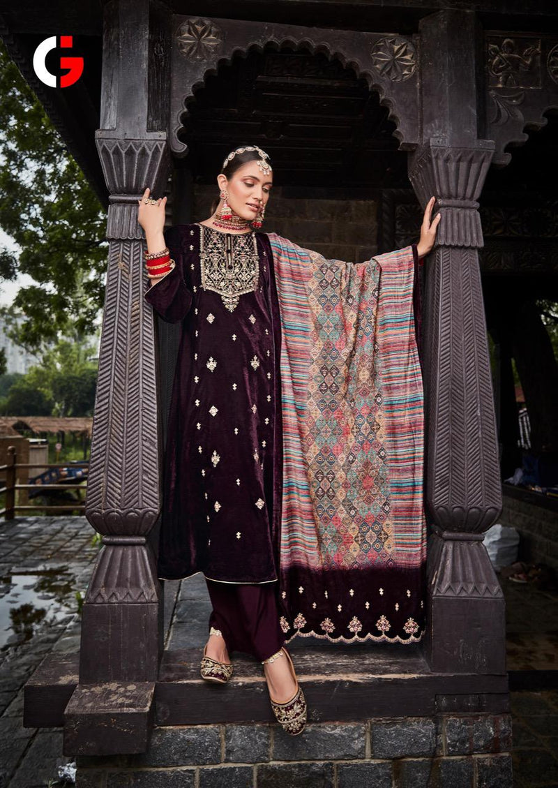Gull Jee Queen Velvet With Heavy embroidery work Stylish Designer Party Wear Casual Look Salwar Kameez