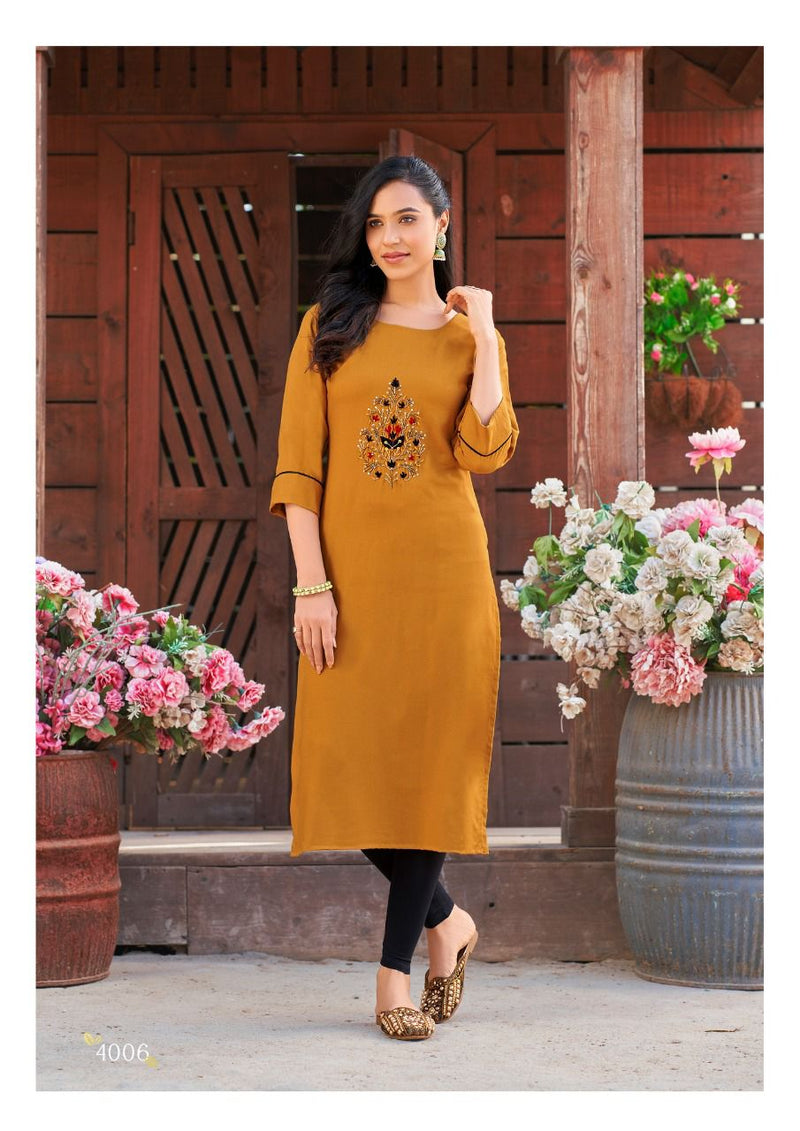 Parra Studio Vesture Vol 4 Rayon With Khatli Work Designer Party Wear Kurtis