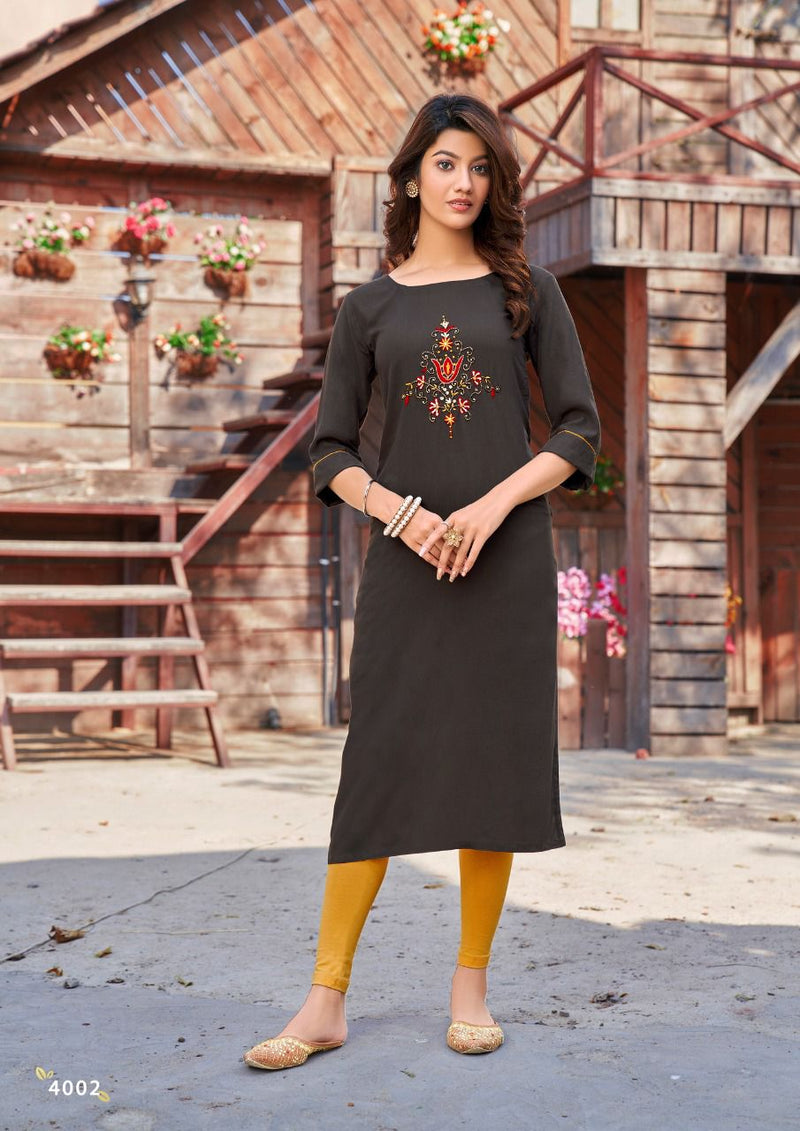 Parra Studio Vesture Vol 4 Rayon With Khatli Work Designer Party Wear Kurtis