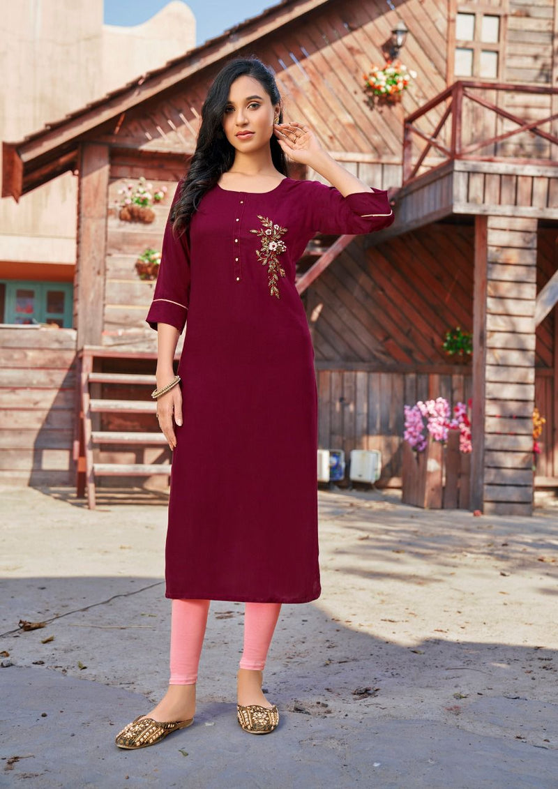 Parra Studio Vesture Vol 4 Rayon With Khatli Work Designer Party Wear Kurtis