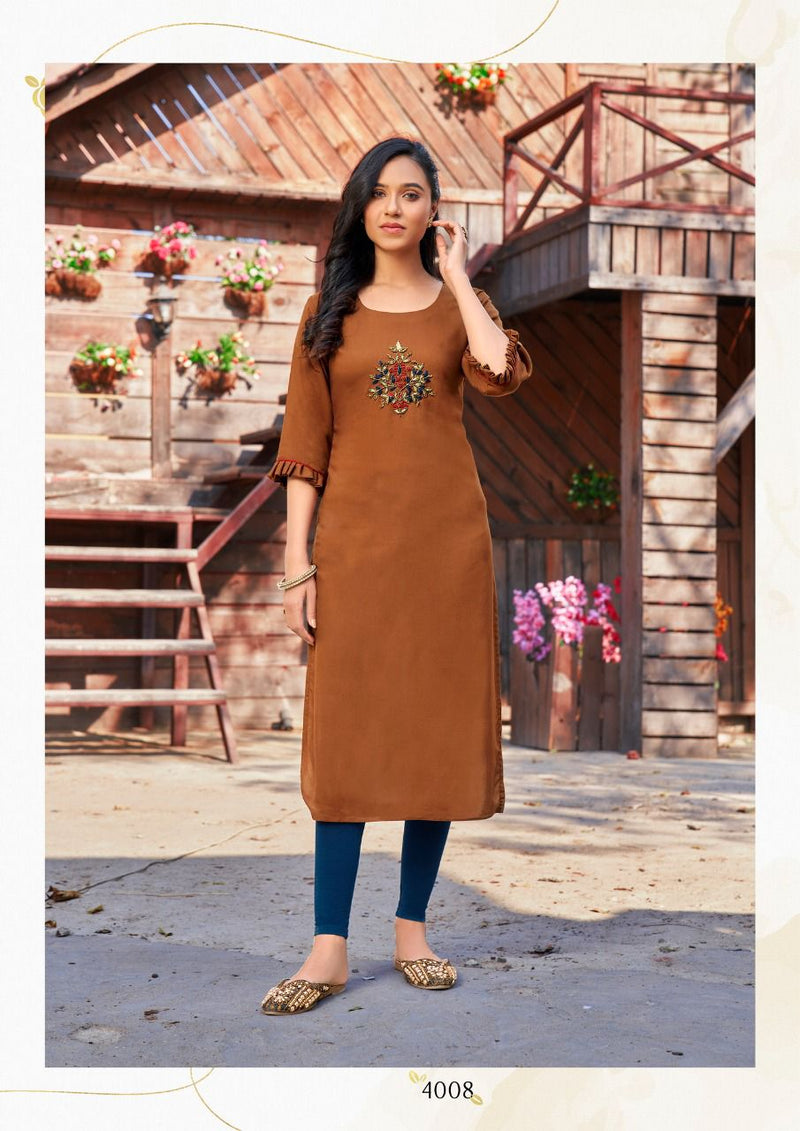 Parra Studio Vesture Vol 4 Rayon With Khatli Work Designer Party Wear Kurtis