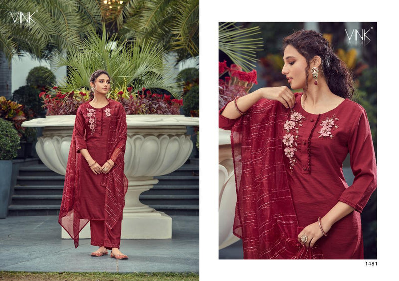 Vink Fashion Vibes Viscose Silk Stylish Fancy Party Wear Kurtis With Set Of Dupatta & Bottom