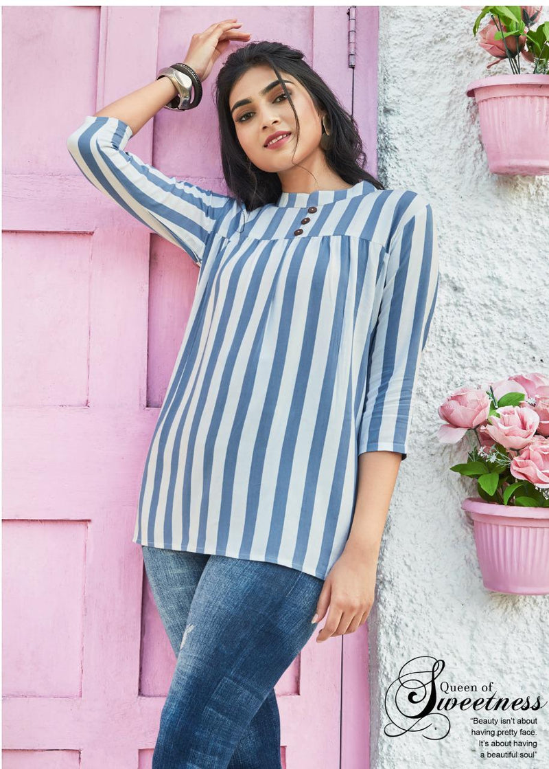 Mittoo Victoria Rayon Print Daily Wear Tops Type Short Fancy Stylish Kurtis