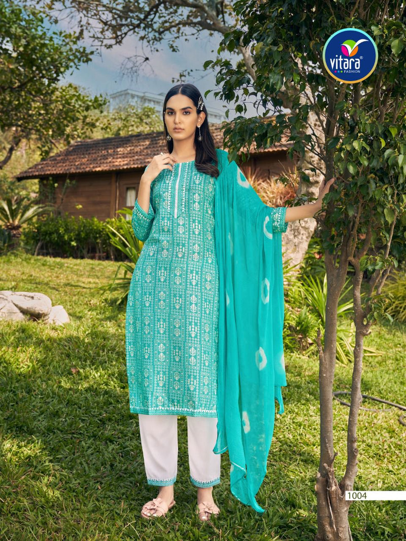 Vitara Fashion Victoria Rayon Designer Embroidered Party Wear Ready Made  Suits