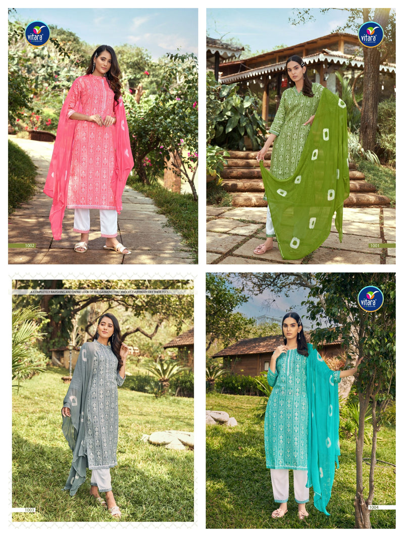 Vitara Fashion Victoria Rayon Designer Embroidered Party Wear Ready Made  Suits