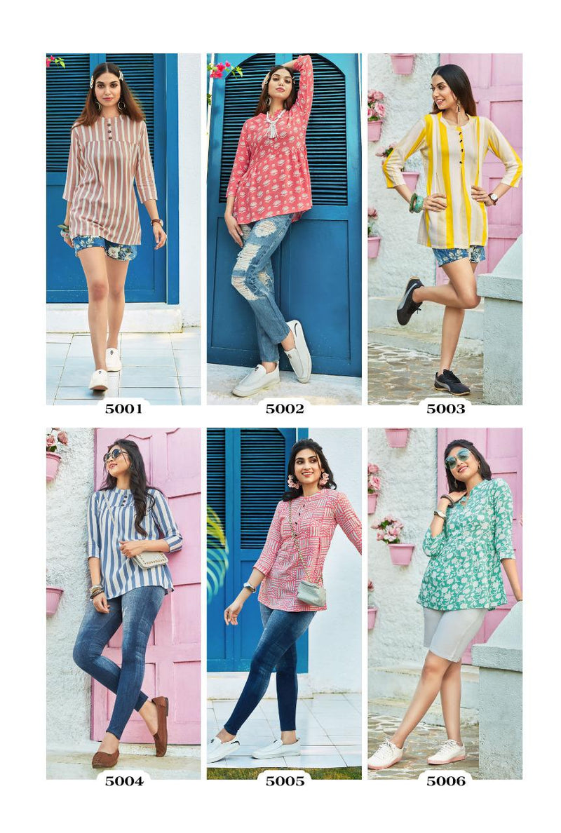 Mittoo Victoria Rayon Print Daily Wear Tops Type Short Fancy Stylish Kurtis