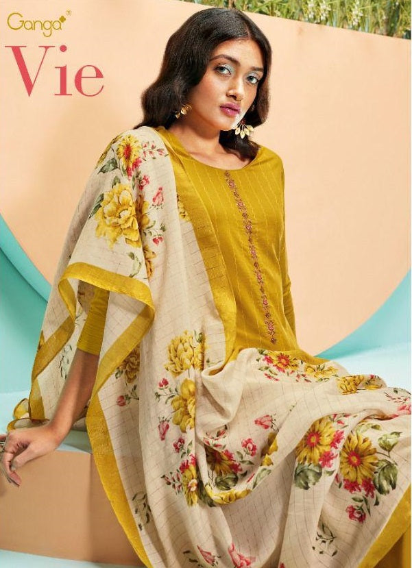 Ganga Vie Dno C 1116 To C 1121 Satin Cotton With Heavy Embroidery Stylish Designer Party Wear Kurti