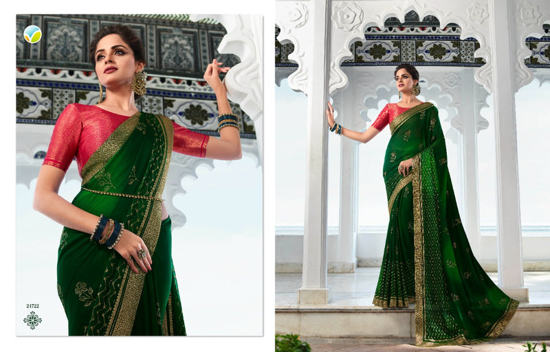 Vinay Fashion Hansika Silk Georgette Heavy Party Wear Sarees With Beautiful Colors
