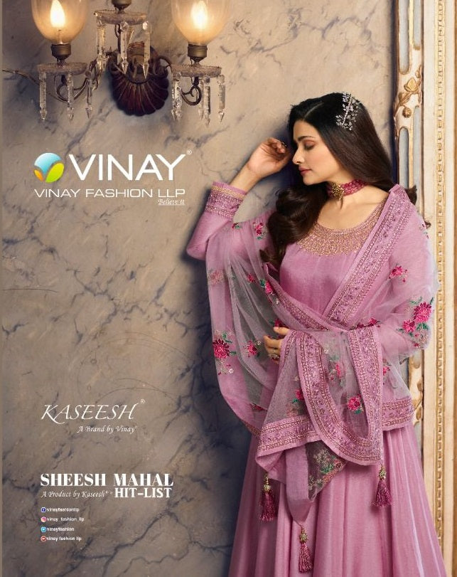 Vinay Fashion Kaseesh Sheesh Mahal Hit List Dola Silk Wedding Wear Embroidered Salwar Suits