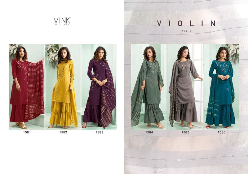 Vink Violini Vol 3 Silk Ready Made Party Wear Salwar Suits With Sharara Style Bottom