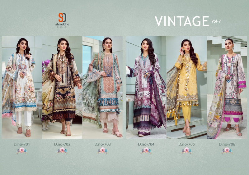 Shraddha Designer Vintage Vol 7 Lawn Cotton Printed Pakistani Style Party Wear Salwar Suits