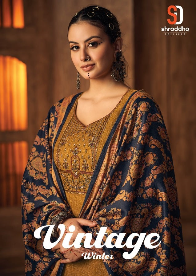 Sharaddha Vintage Winter Pashmina With Heavy Embroidery Work Stylish Designer Festive Wear Salwar Kameez
