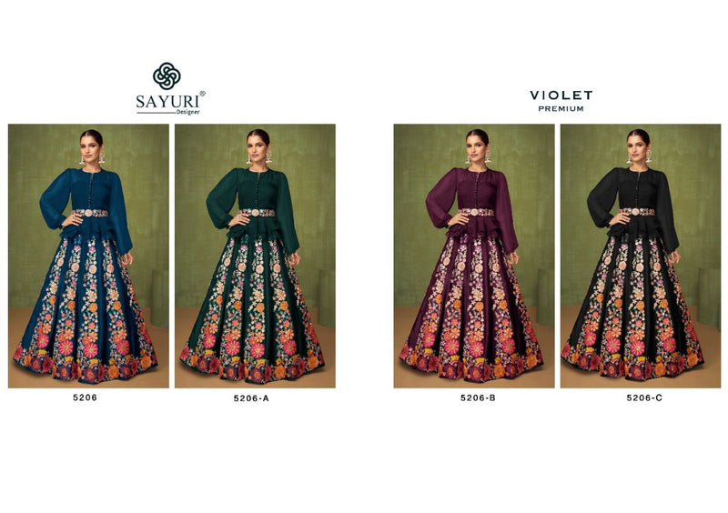 Sayuri Violet Premium Georgette Witth Heavy Embroidery Work Stylish Designer Festive Wear Fancy Kurti