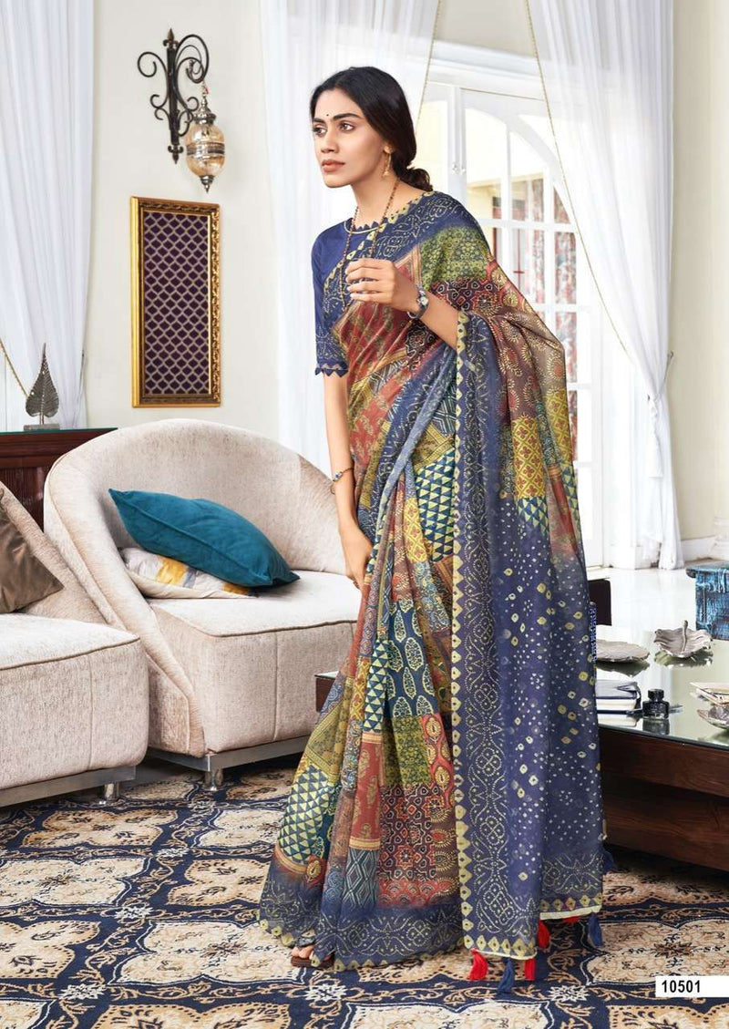 Lt Fashion Viona Chanderi Silk Party Wear Sarees With Beautiful Digigtal Prints