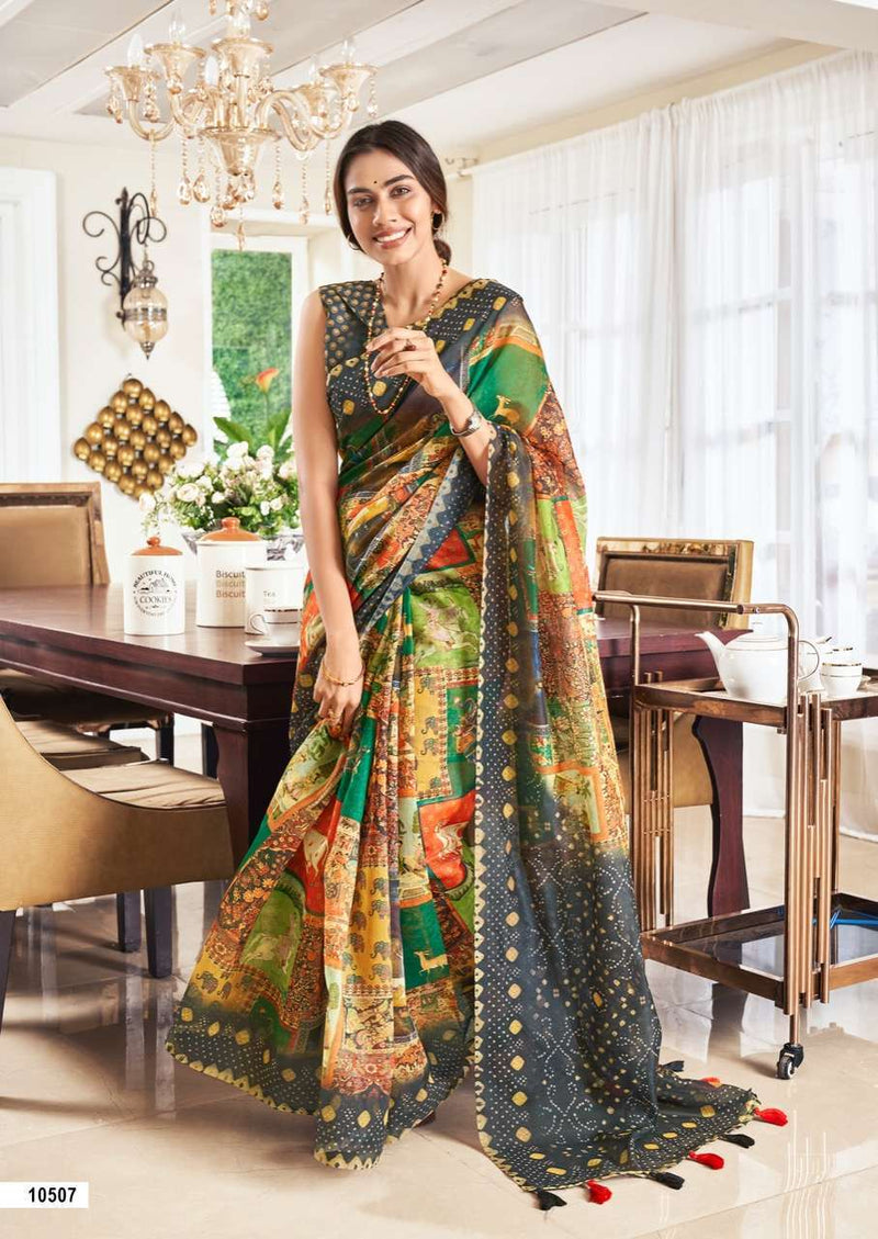 Lt Fashion Viona Chanderi Silk Party Wear Sarees With Beautiful Digigtal Prints