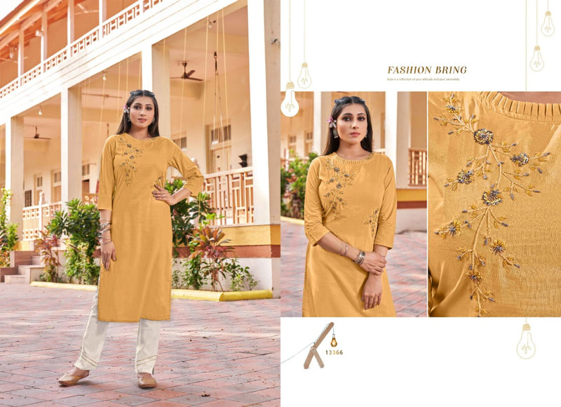 Kalaroop Kajree Fashion Vision Vol 3 Silk Fancy Party Wear Kurtis With Khatli Work