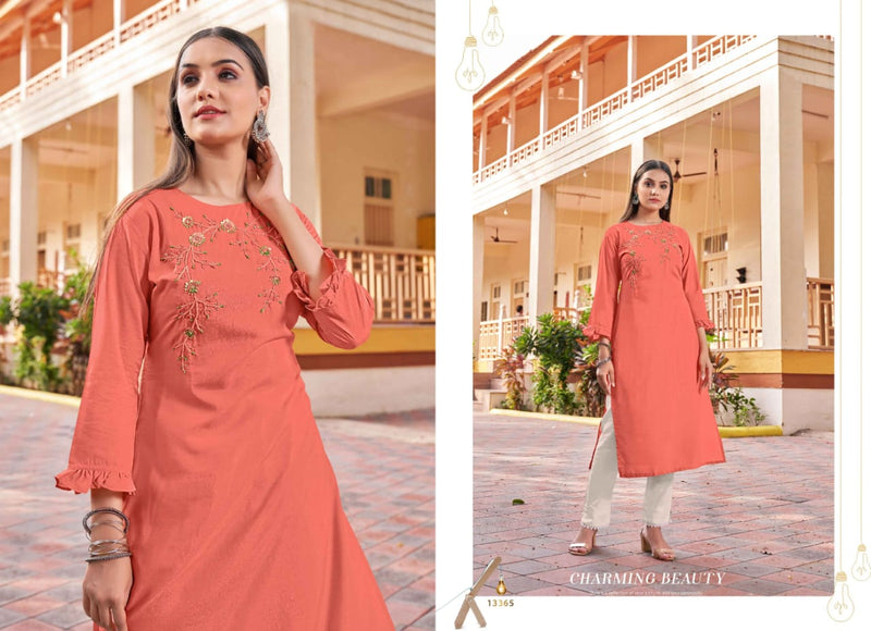 Kalaroop Kajree Fashion Vision Vol 3 Silk Fancy Party Wear Kurtis With Khatli Work