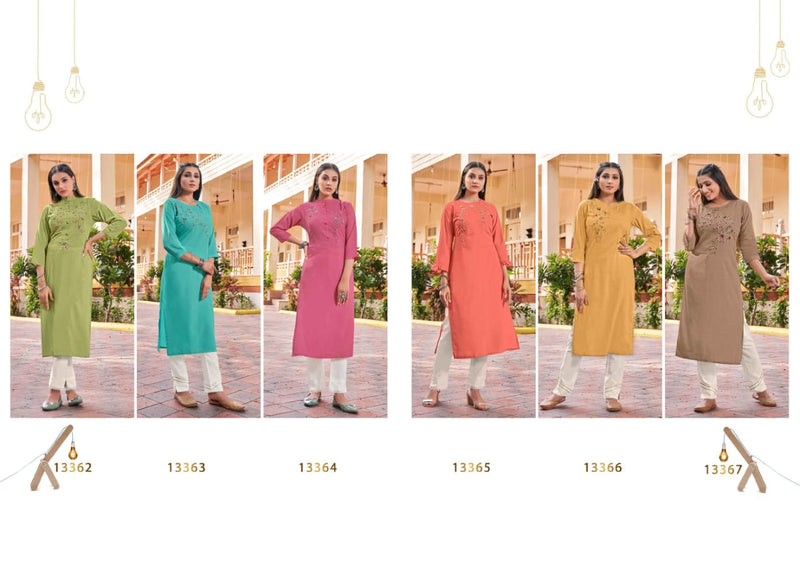 Kalaroop Kajree Fashion Vision Vol 3 Silk Fancy Party Wear Kurtis With Khatli Work