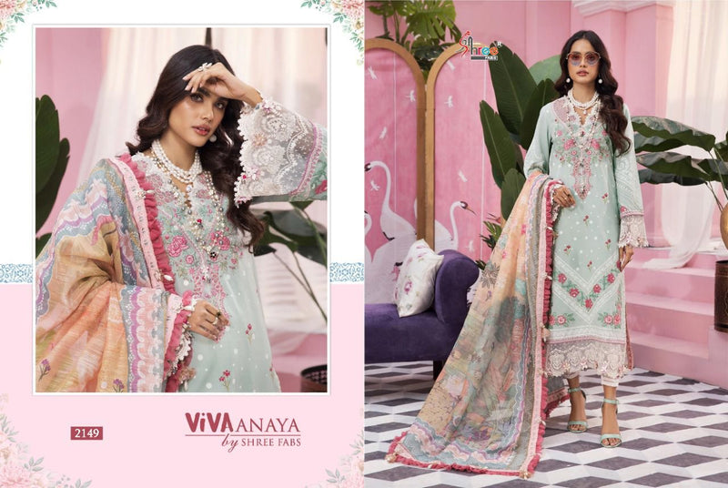 Shree Fabs Viva Anaya Lawn Cotton Pakistani Style Embroidered Party Wear Salwar Kameez