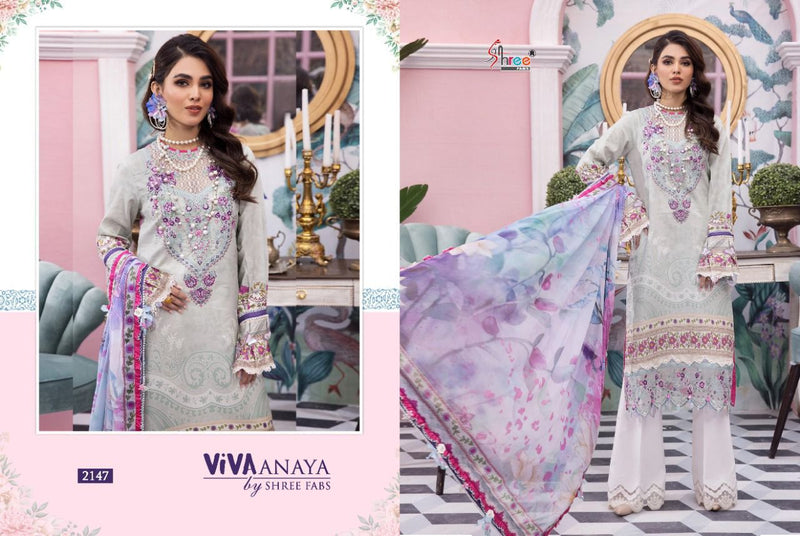 Shree Fabs Viva Anaya Lawn Cotton Pakistani Style Embroidered Party Wear Salwar Kameez