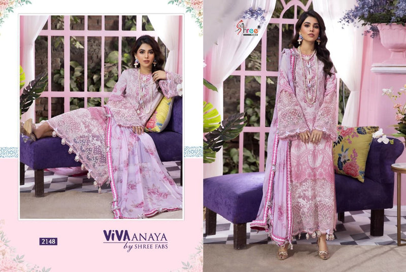 Shree Fabs Viva Anaya Lawn Cotton Pakistani Style Embroidered Party Wear Salwar Kameez