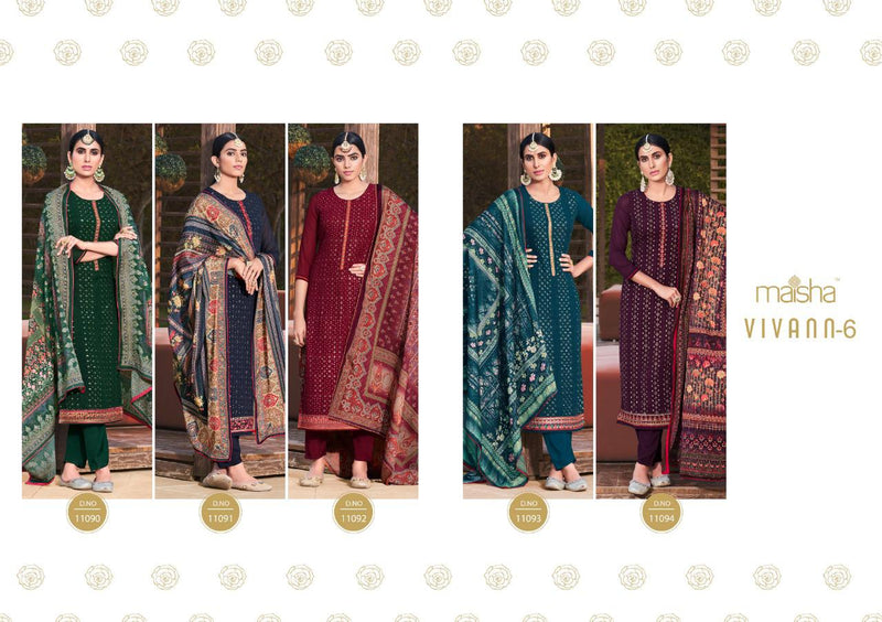 Maisha Vivan Vol 6 Georgette Designer Wedding Wear Salwar Suits With Beautiful Embroidery