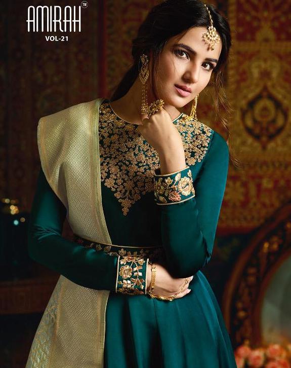 Amirah Vol 21 Georgette With Heavy Embroidery Work Stylish Designer Party Wear Fancy Long Gown