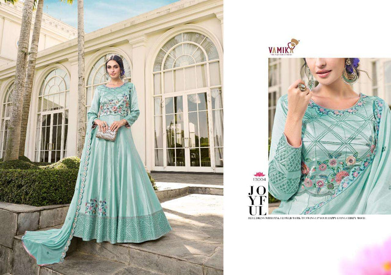 Vamika Elegant Pure Ding Dong Silk With Heavy Embroidery Work Gown Collection
