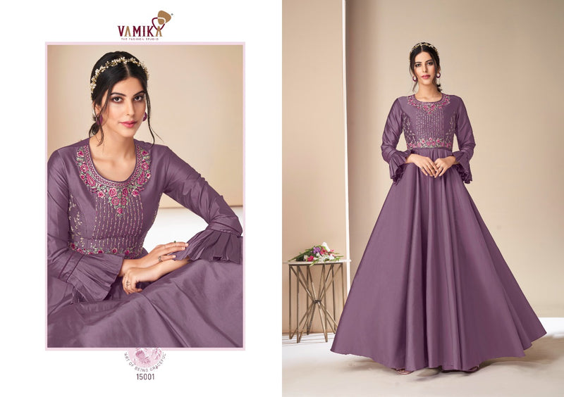 Charming Georgette Double Layer Neck Pattern Gowns Collection Catalog