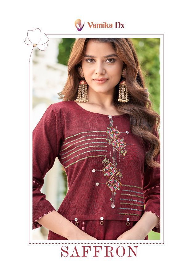 Vamika Nx Saffron Premium Cotton With Self Weaved Kurti Collection