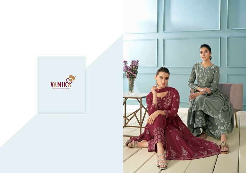 Vamika Presents By Lakhnavi Rayon With Embroidery Work Exclusive Casual Wear Salwar Suits
