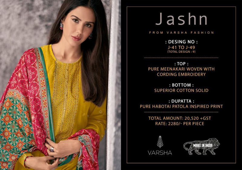 Varsha Fashion Jashn Pure Meenakari Woven Embroidery Work Salwar Kameez