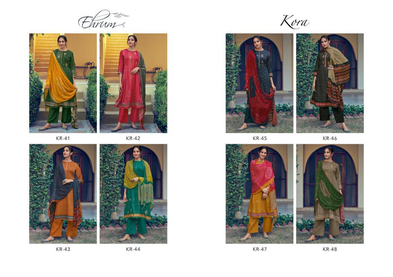 Varsha Fashion Kora Cotton Satin Embroidery Work Salwar Kameez