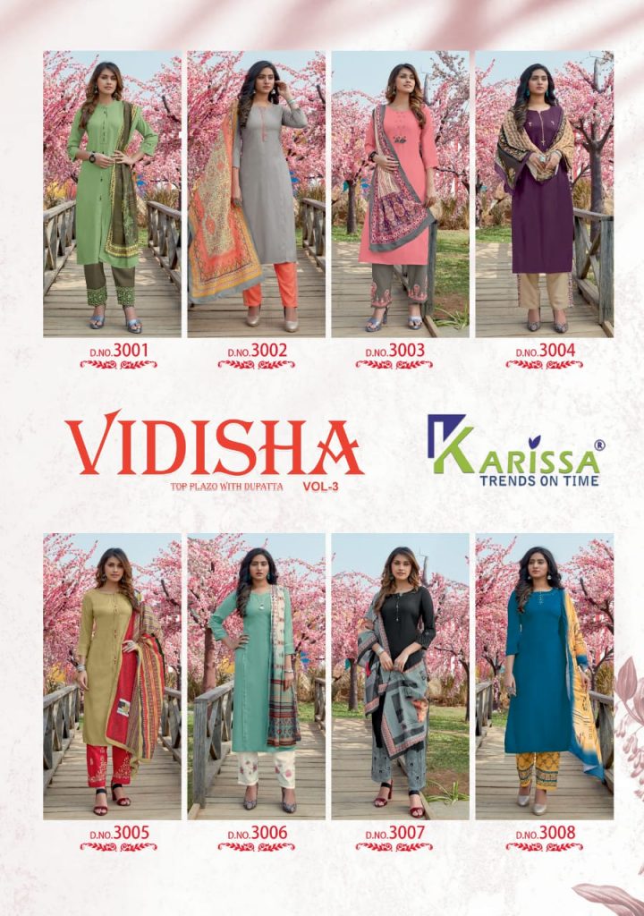 Vidisha Vol 3 By Karissa Fancy Digital Printed Gorgeous Look Readymade Designer Kurtis With Pant
