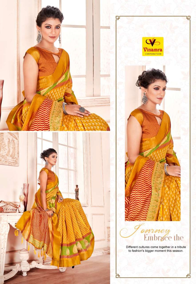 Vinamra Coproration Mysore Udhyog Vol 2 Cotton Zari Kasab Silk Saree