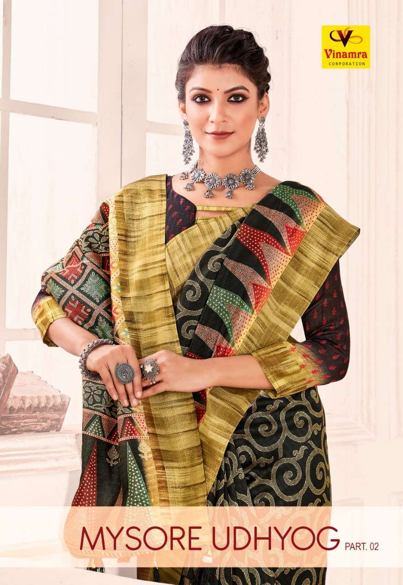 Vinamra Coproration Mysore Udhyog Vol 2 Cotton Zari Kasab Silk Saree