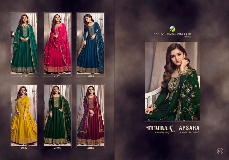 Vinay Fashion Apsara Silk Georgette Embroidered Work Gown Collection