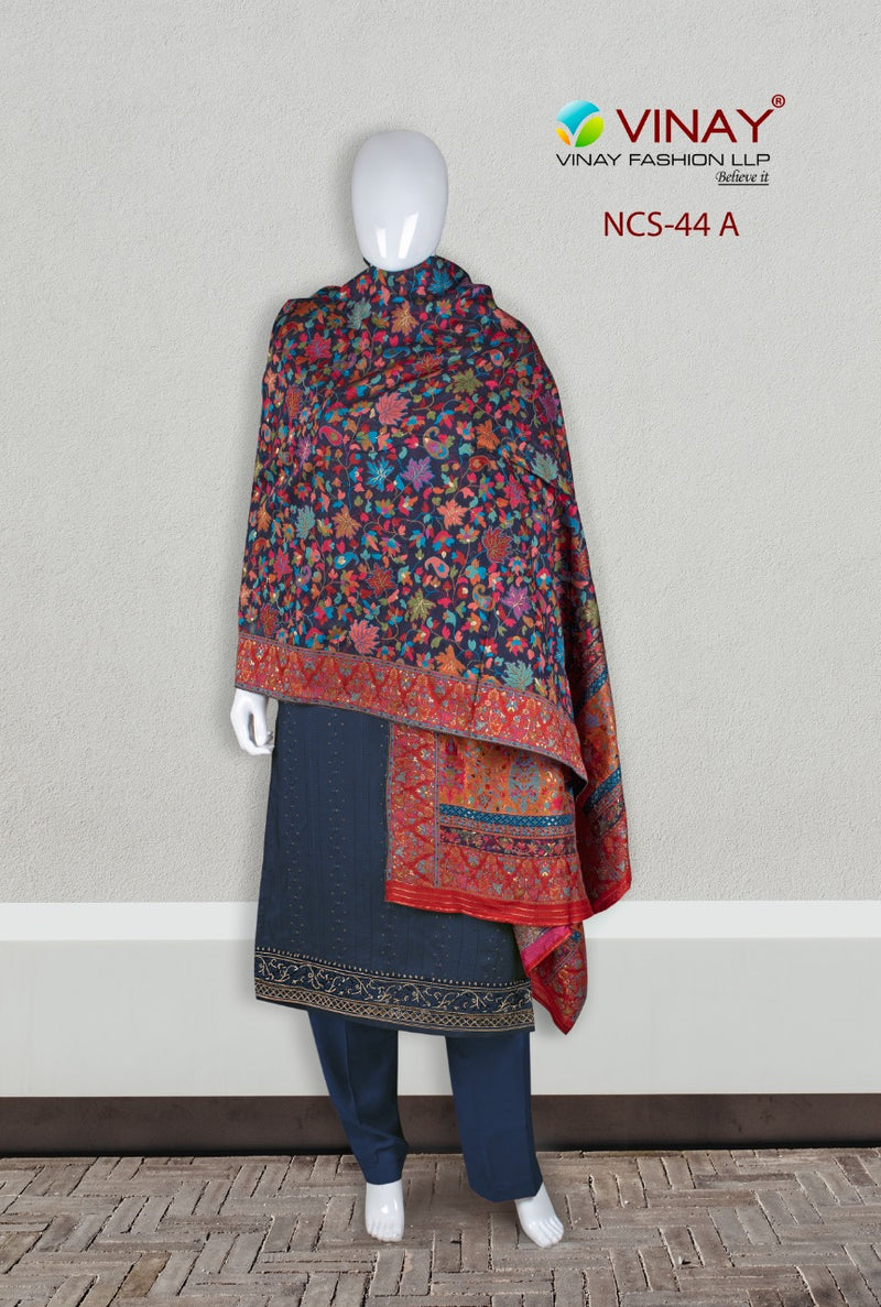 Vinay Fashion Launch By Ncs 44 Viscose Maslin With Fancy Embroidery Work Casual Wear Salwar Suits