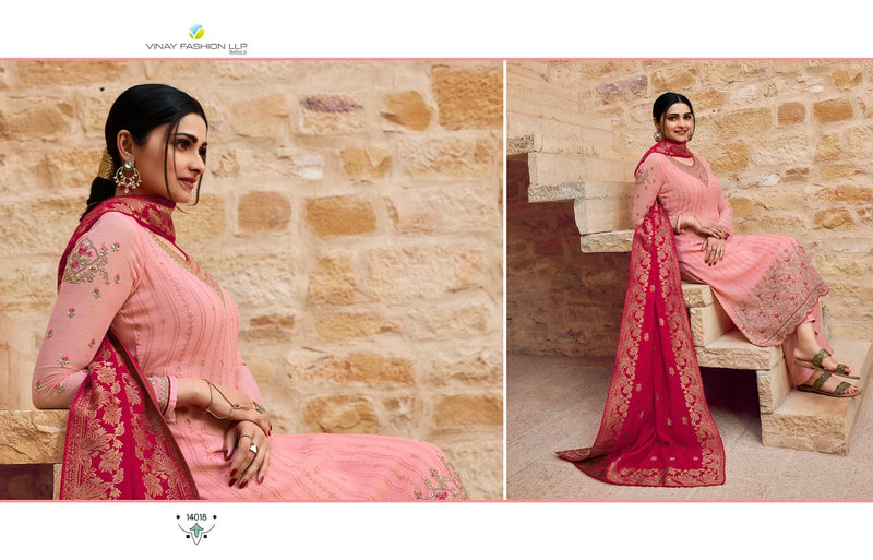 Vinay Fashion Nagmaa Goergette Embroidered Jacquard Work Salwar Kameez