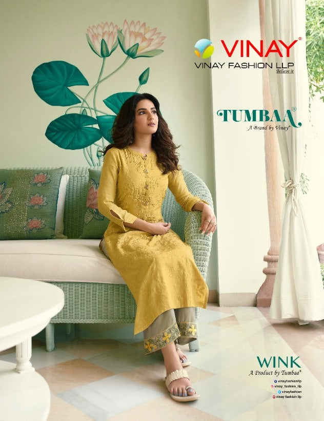 Vinay Fashion Tumba Introduces Wink Kora Silk Designer Kurti With Plazo
