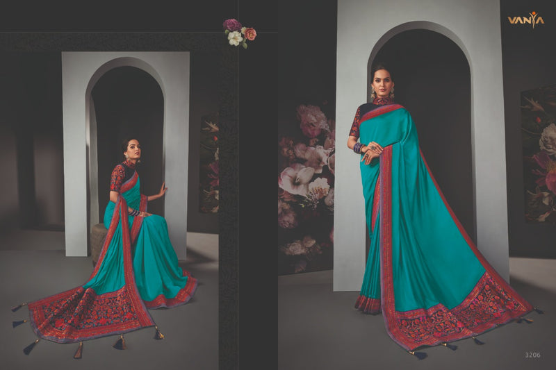 Vinaya Launch 3200 Series Satin Georgette With Embroidery Work Exclusive Wedding Wear Saree
