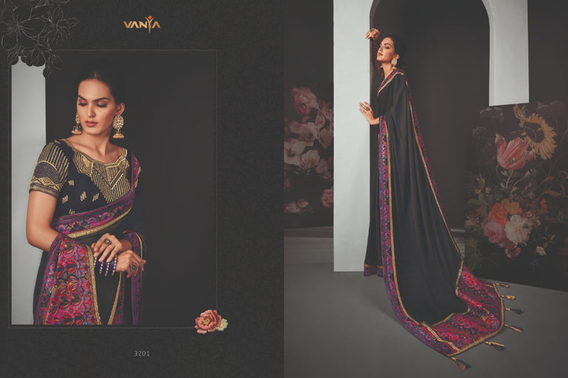 Vinaya Launch 3200 Series Satin Georgette With Embroidery Work Exclusive Wedding Wear Saree