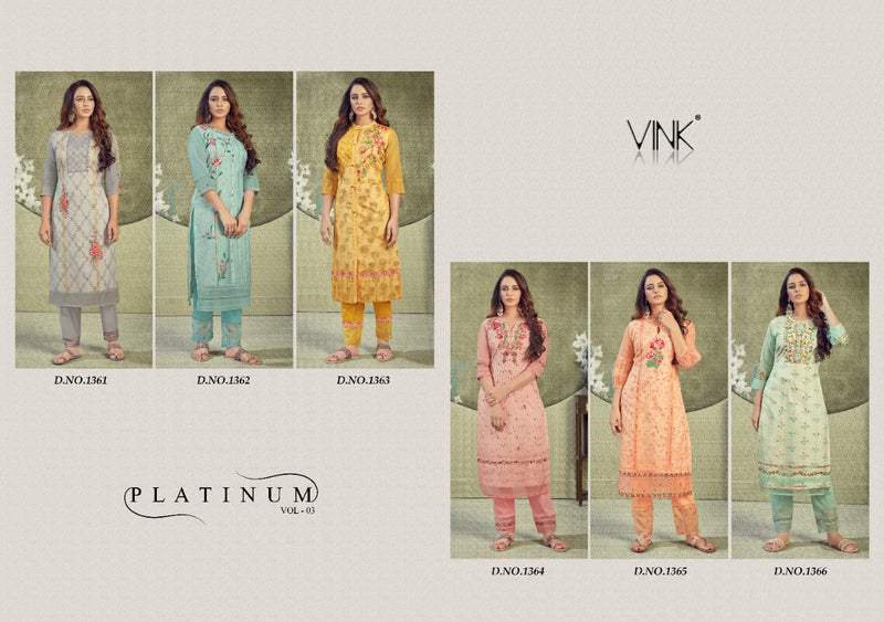 Vink Collection Platinum Vol 3 Oraganza Kurta And Cotton Inner Kurti